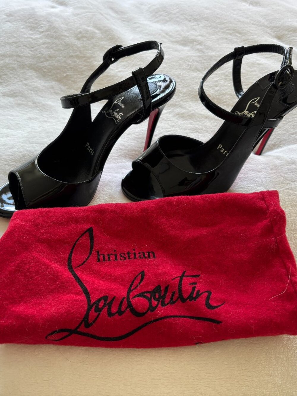 Christian Louboutin Jenlove 100 Black Leather Heels Pumps 36.5 (US 6.5)
